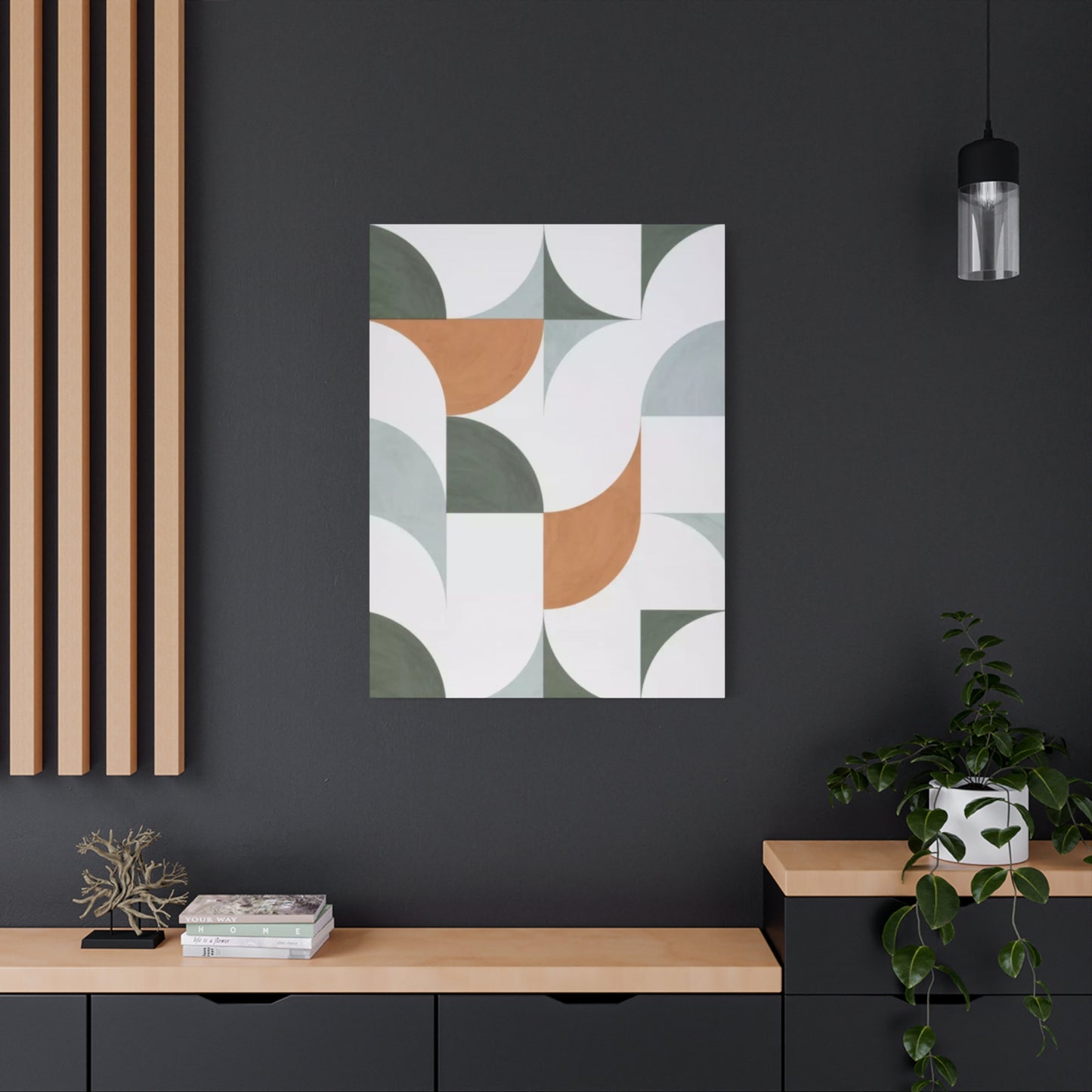 White & Olive Green Pattern Drawing Wall Art & Canvas Prints