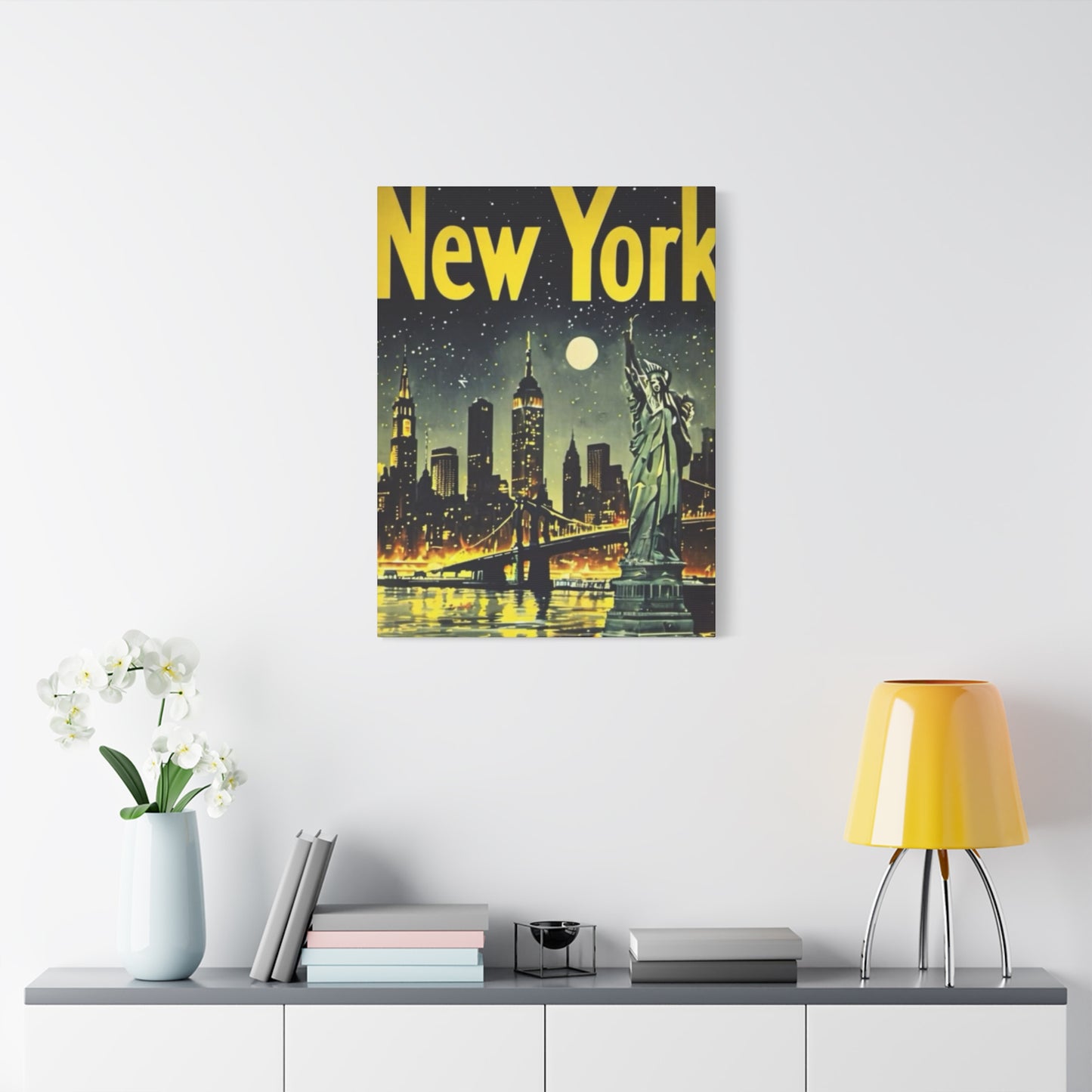 Night Cityscape Skyline Painting NYC Skylines Wall Art & Canvas Prints