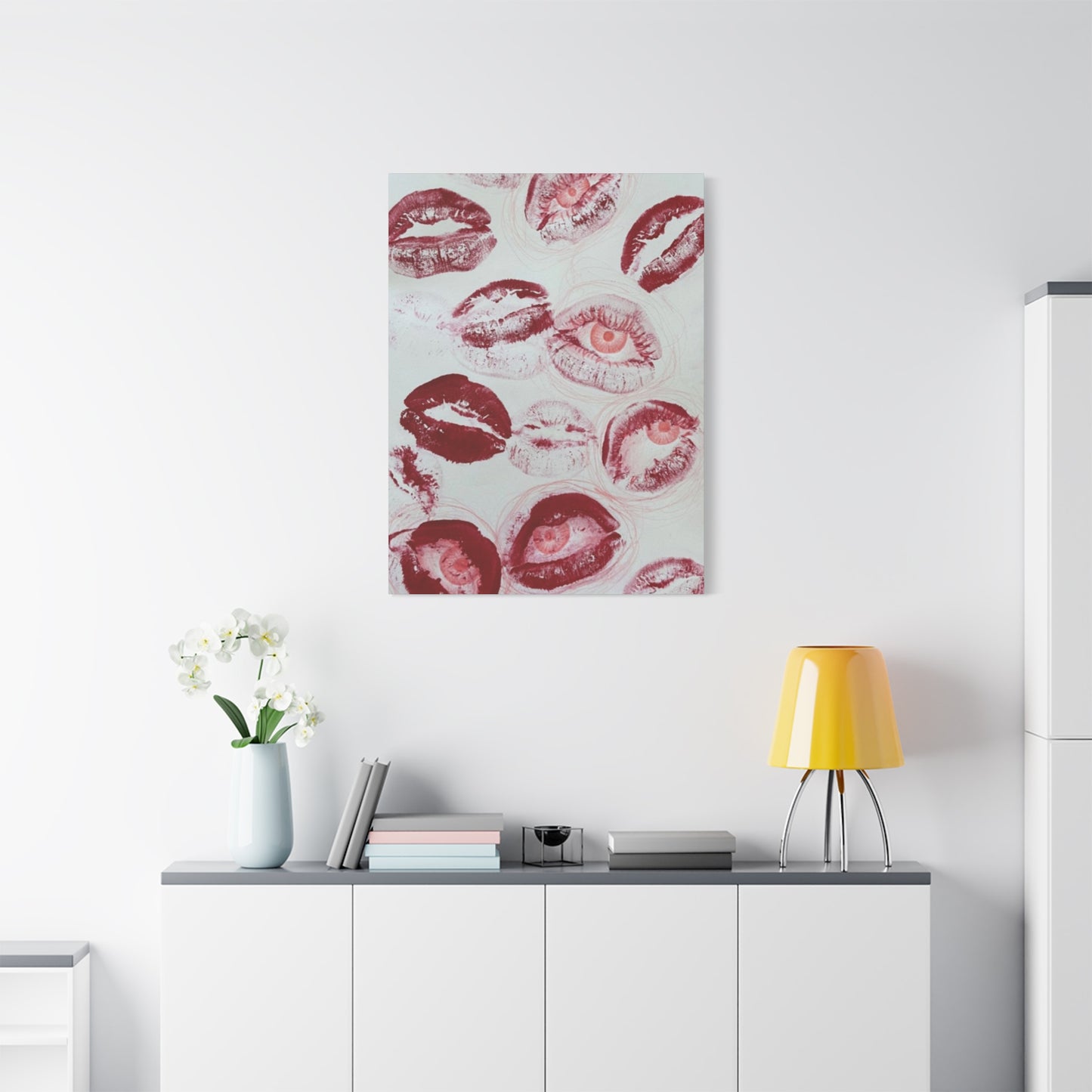 Cherry Color Lips Painting Wall Art & Canvas Prints