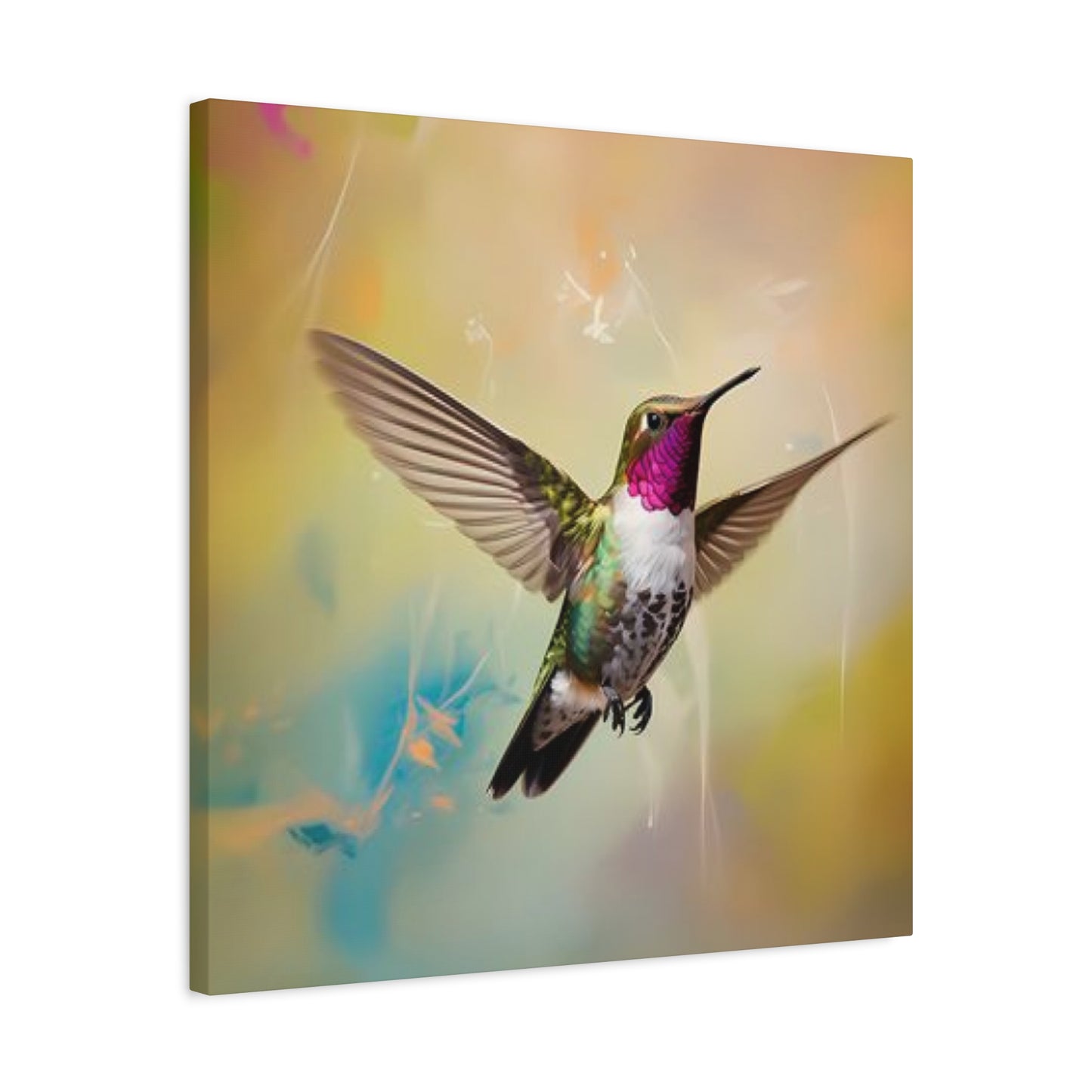 Beautiful Flying Humming Bird Painting Wall Art & Canvas Prints