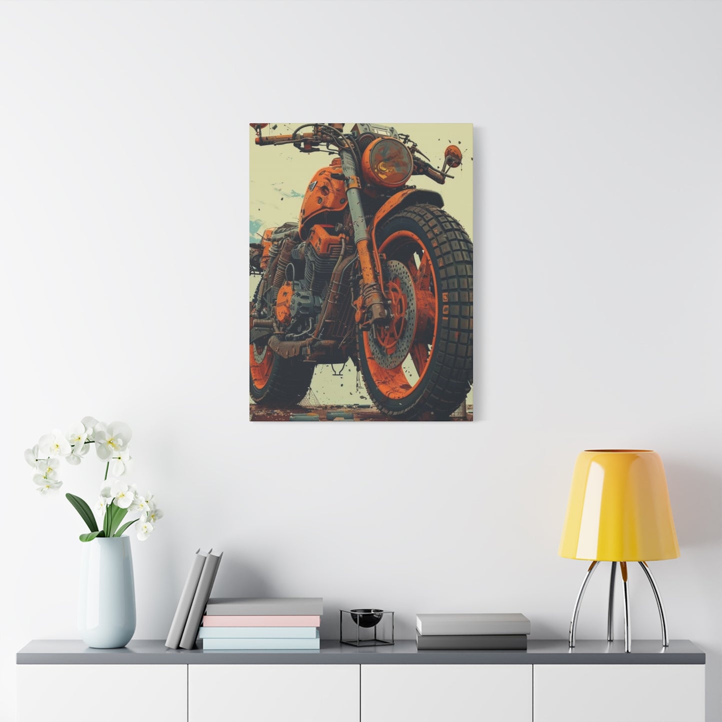 Orange Bike Poster Motorcycle Wall Art & Canvas Prints