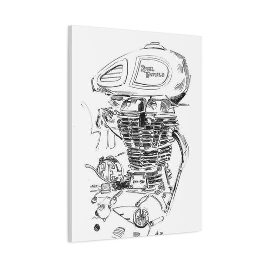 Royal Enfield Engine Drawing Motorcycle Wall Art & Canvas Prints