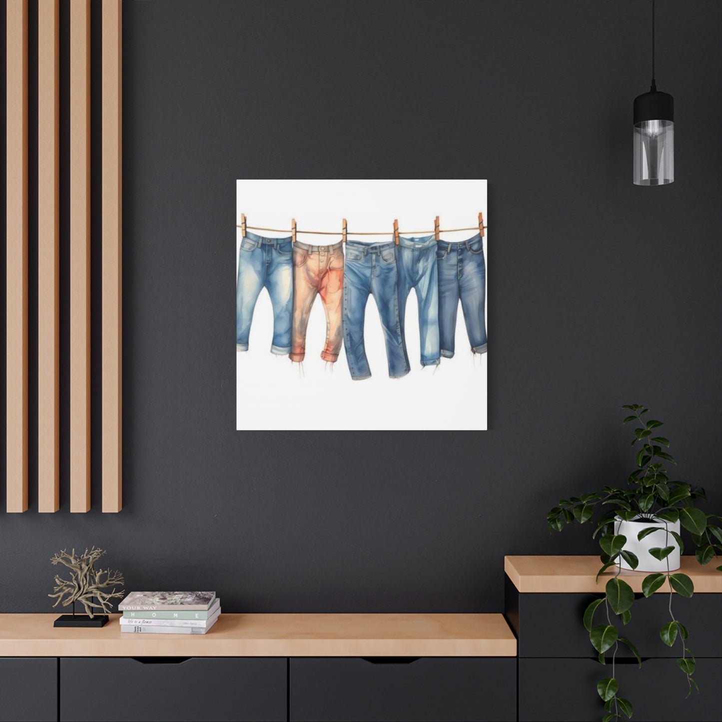 Denim Drying Poster For Laundry Room Wall Art & Canvas Prints