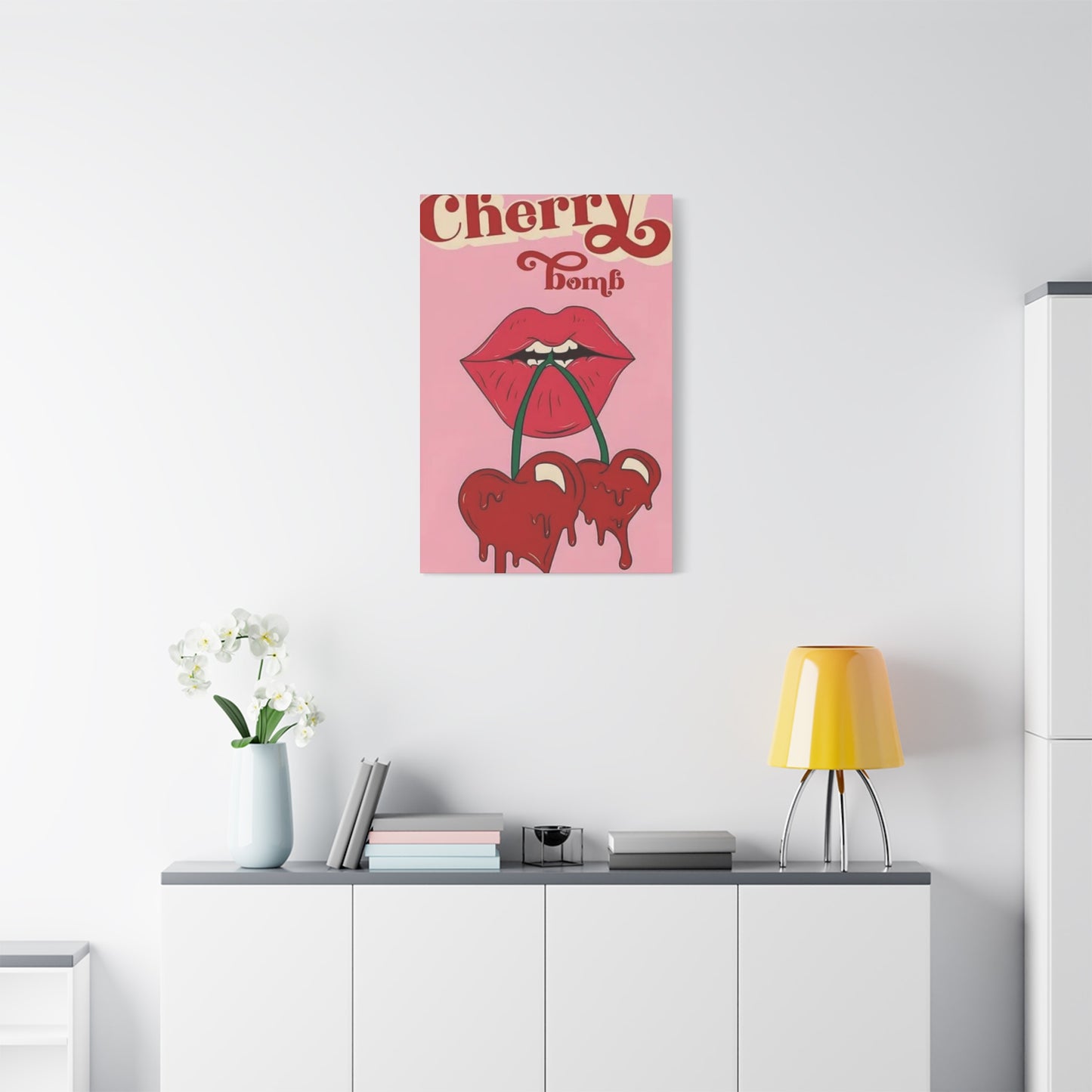 Cherry Bomb Lips Painting Wall Art & Canvas Prints