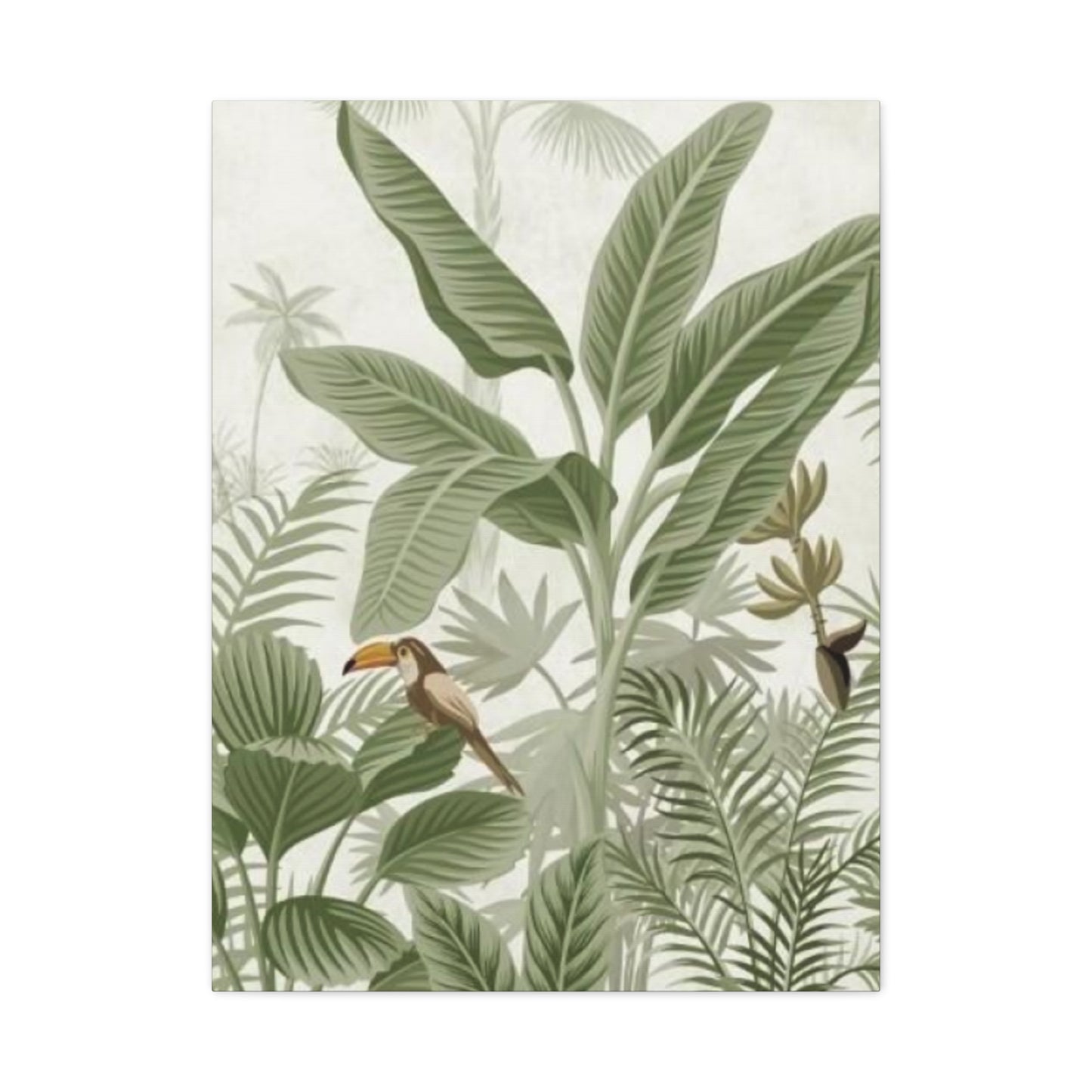 Beautiful Olive Green Plant & Bird Poster Wall Art & Canvas Prints