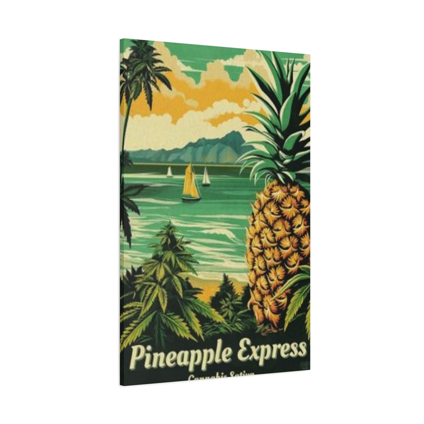 Pineapple On Beach Marijuana Wall Art & Canvas Prints