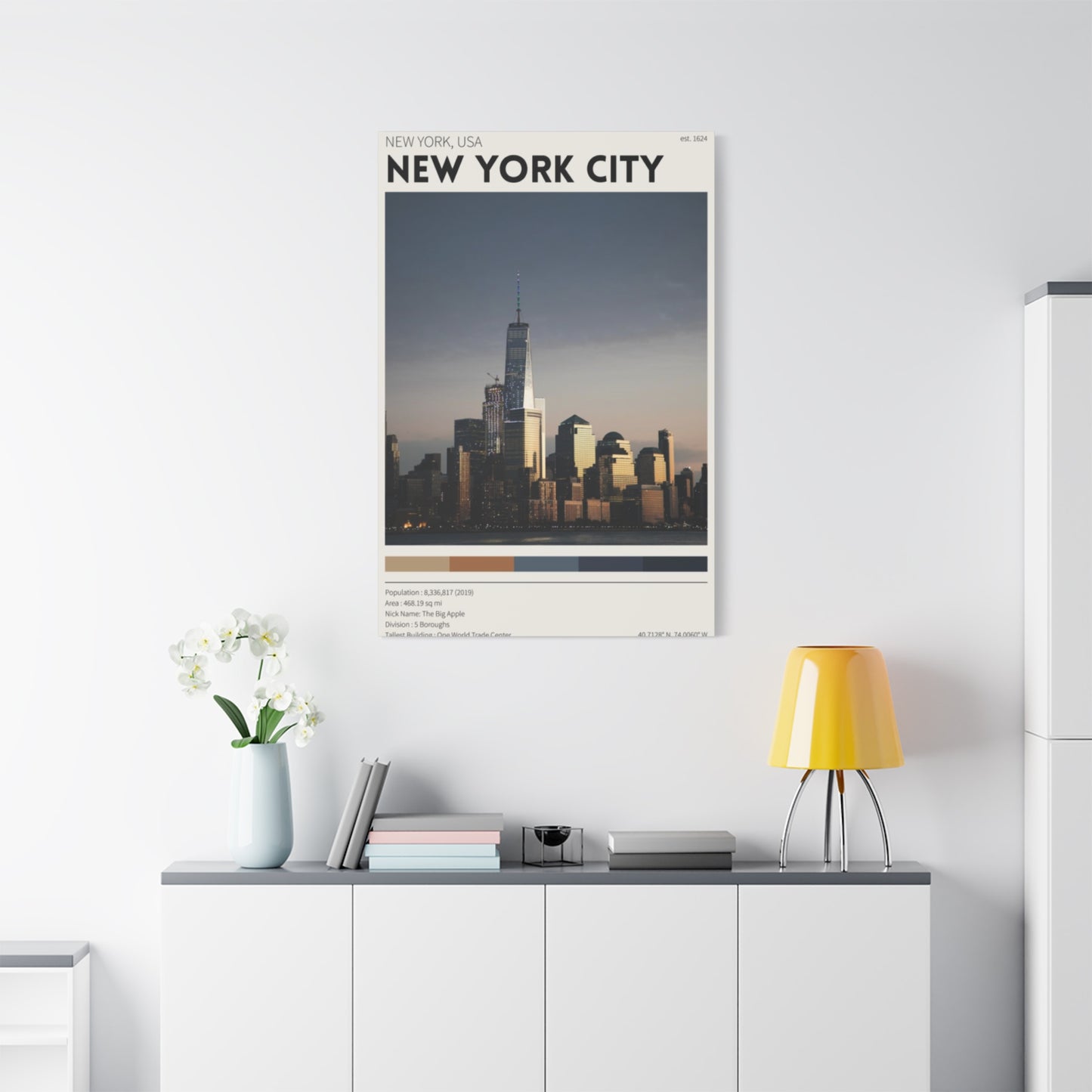 Manhattan Evening City Skyline Poster NYC Skyline Wall Art & Canvas Prints