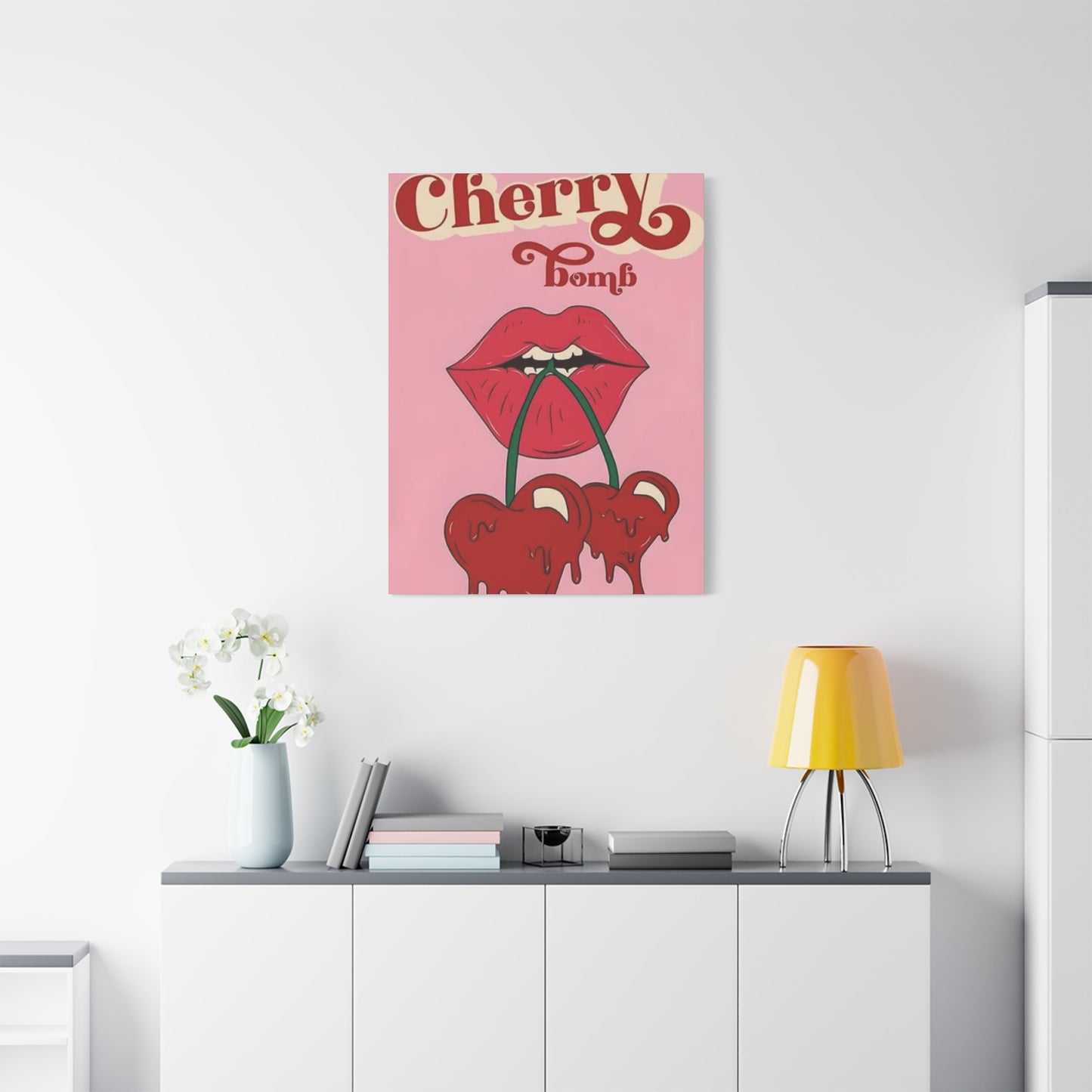 Cherry Bomb Lips Painting Wall Art & Canvas Prints