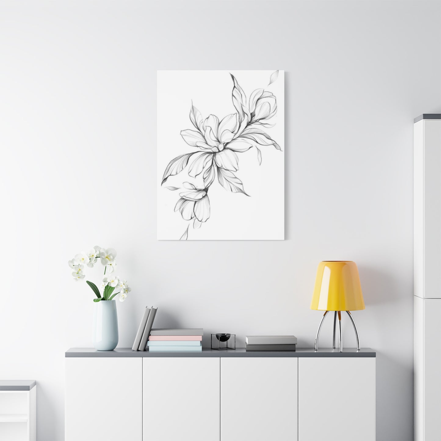 Greyscale Magnolia Flower Painting Wall Art & Canvas Prints