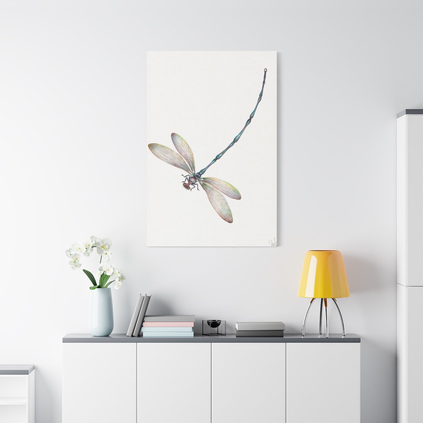 Long Blue Tail Dragonfly Wall Art & Canvas Prints