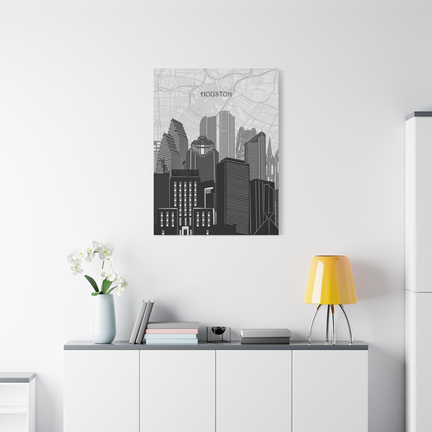 Black and White Houston Skylines Wall Art & Canvas Prints