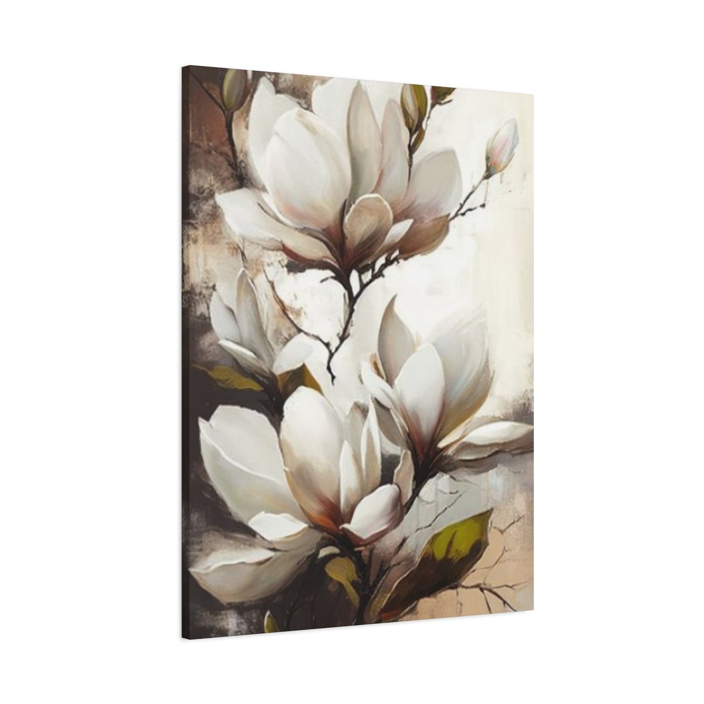 White Magnolia Flower Plant Painting Wall Art & Canvas Prints