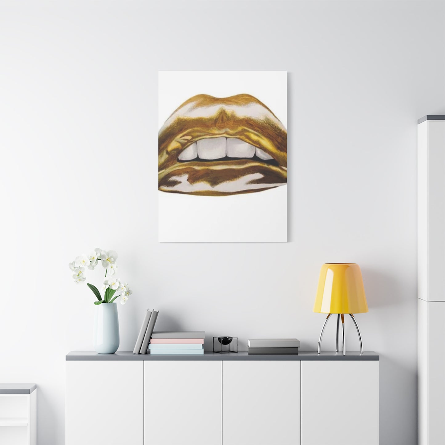 Golden Lips Abstract Painting Wall Art & Canvas Prints