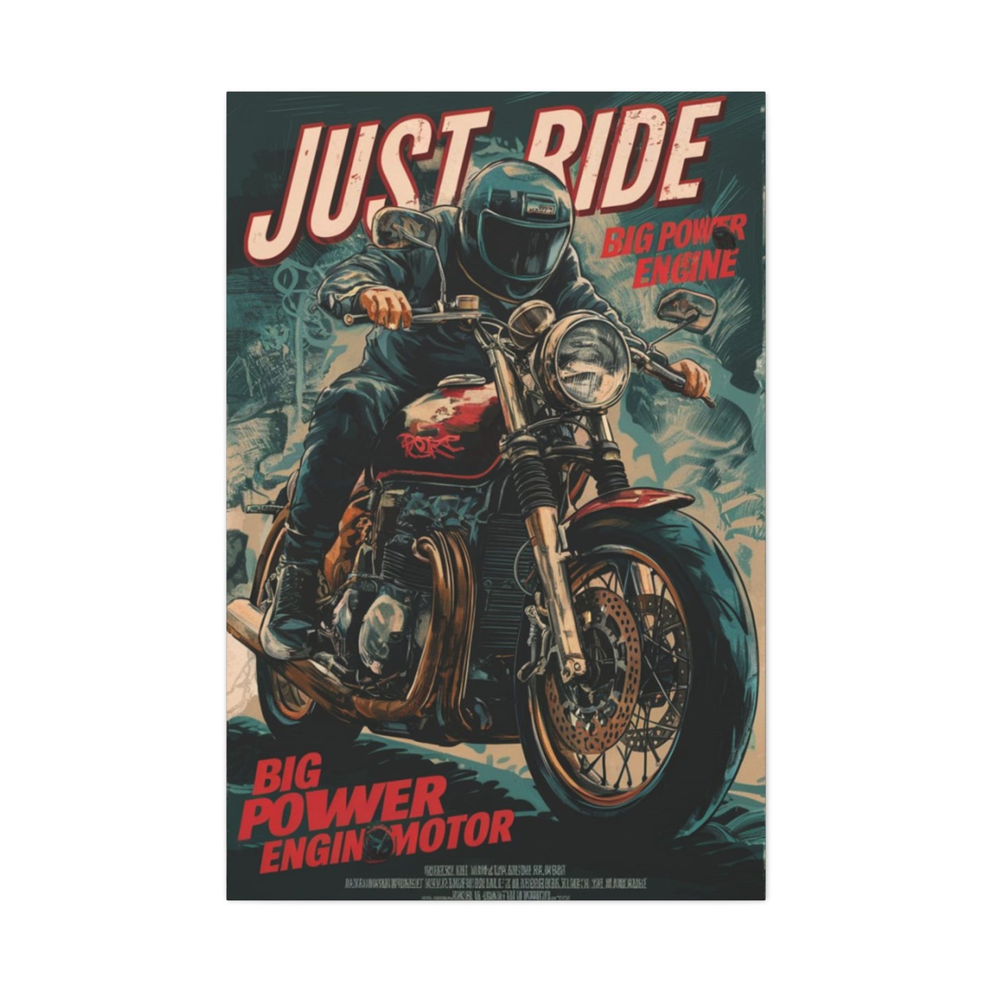 Just Rider Poster Motorcycle Wall Art & Canvas Prints