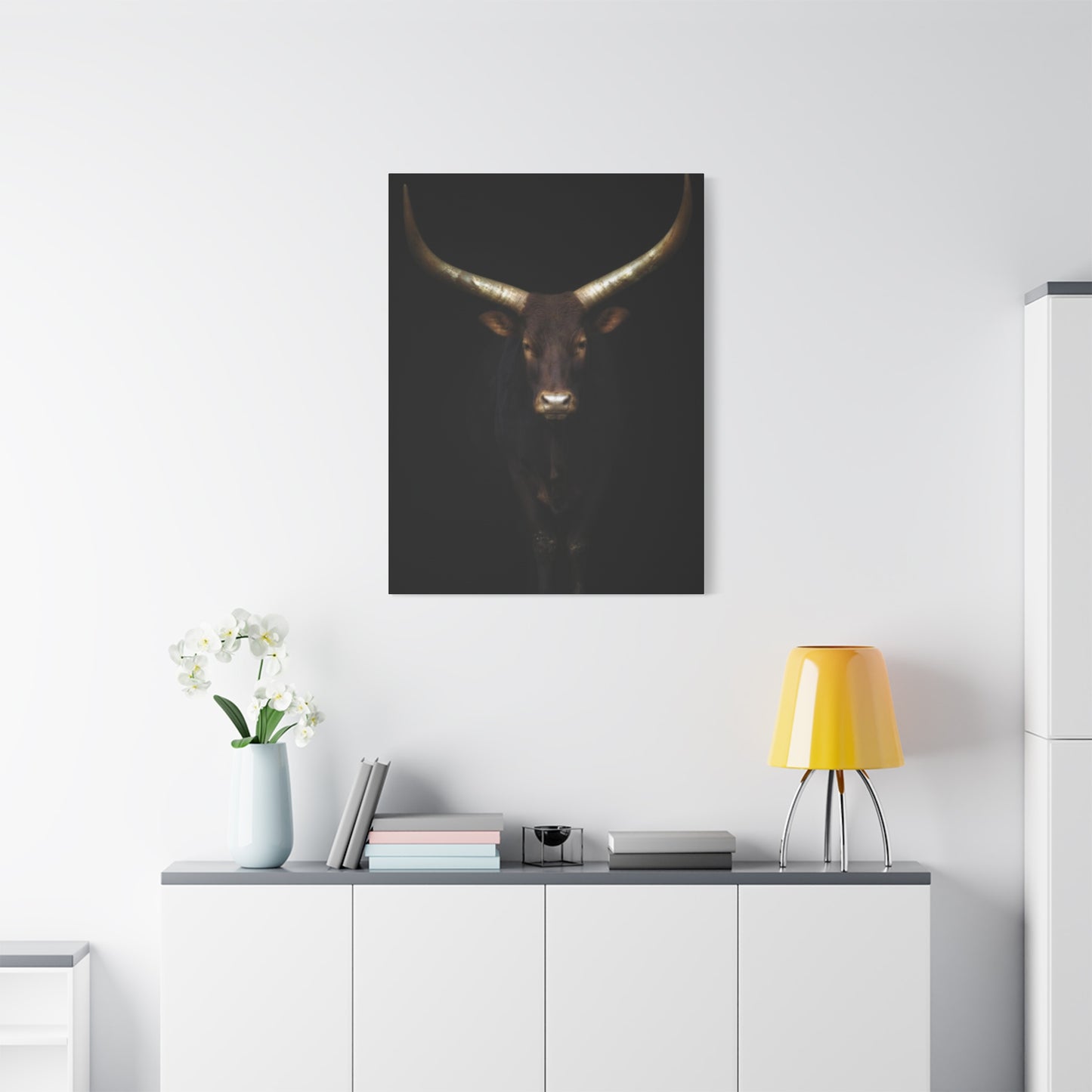 Wild Black Buffalo Longhorn Photos Wall Art & Canvas Prints