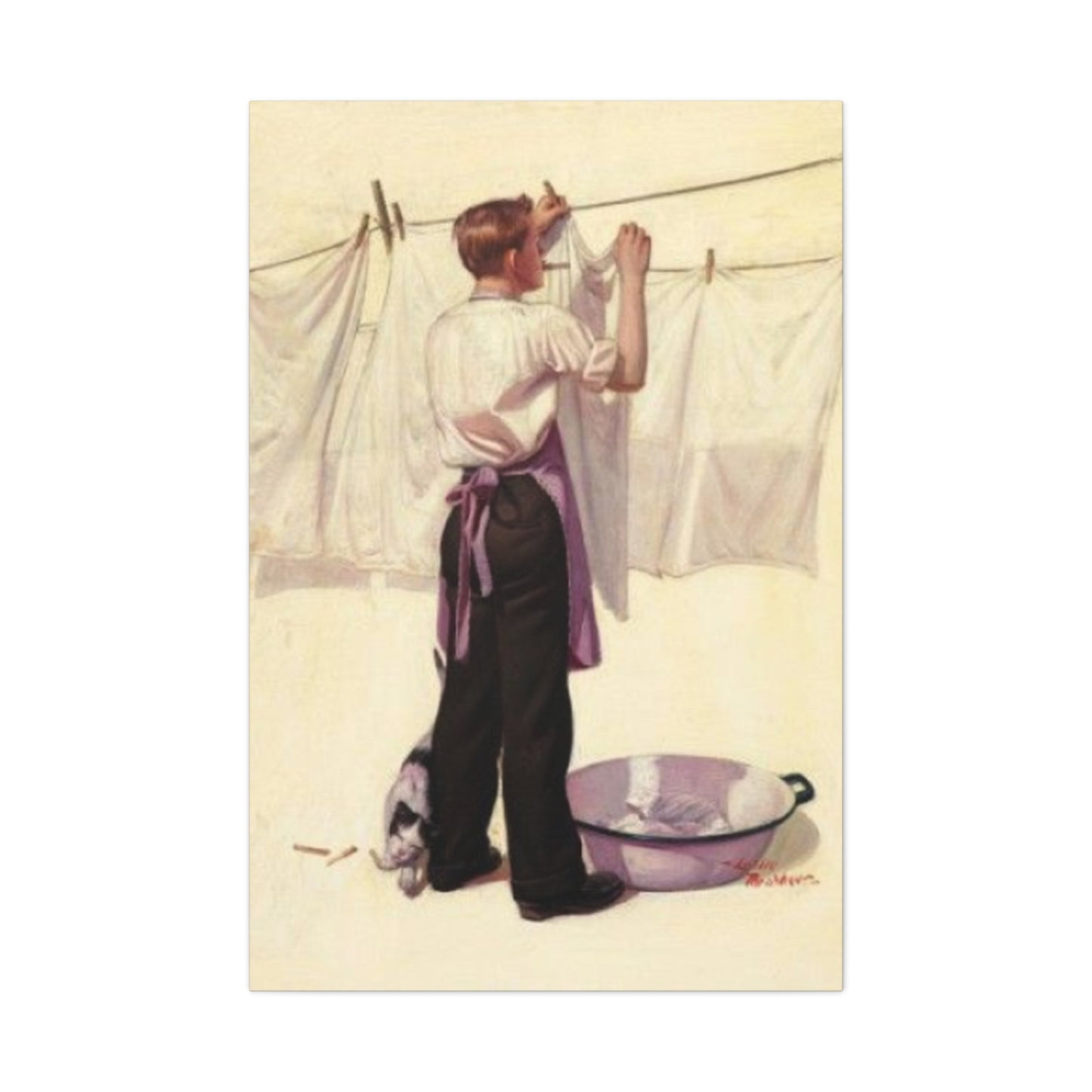 Men Clothes Drying On Rope Laundry Wall Art & Canvas Prints