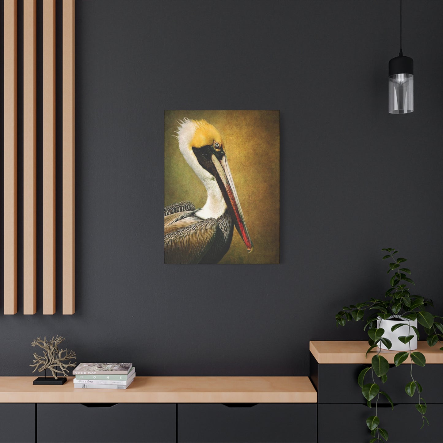 Long Beak Pelican Candid Close Up Drawing Wall Art & Canvas Prints