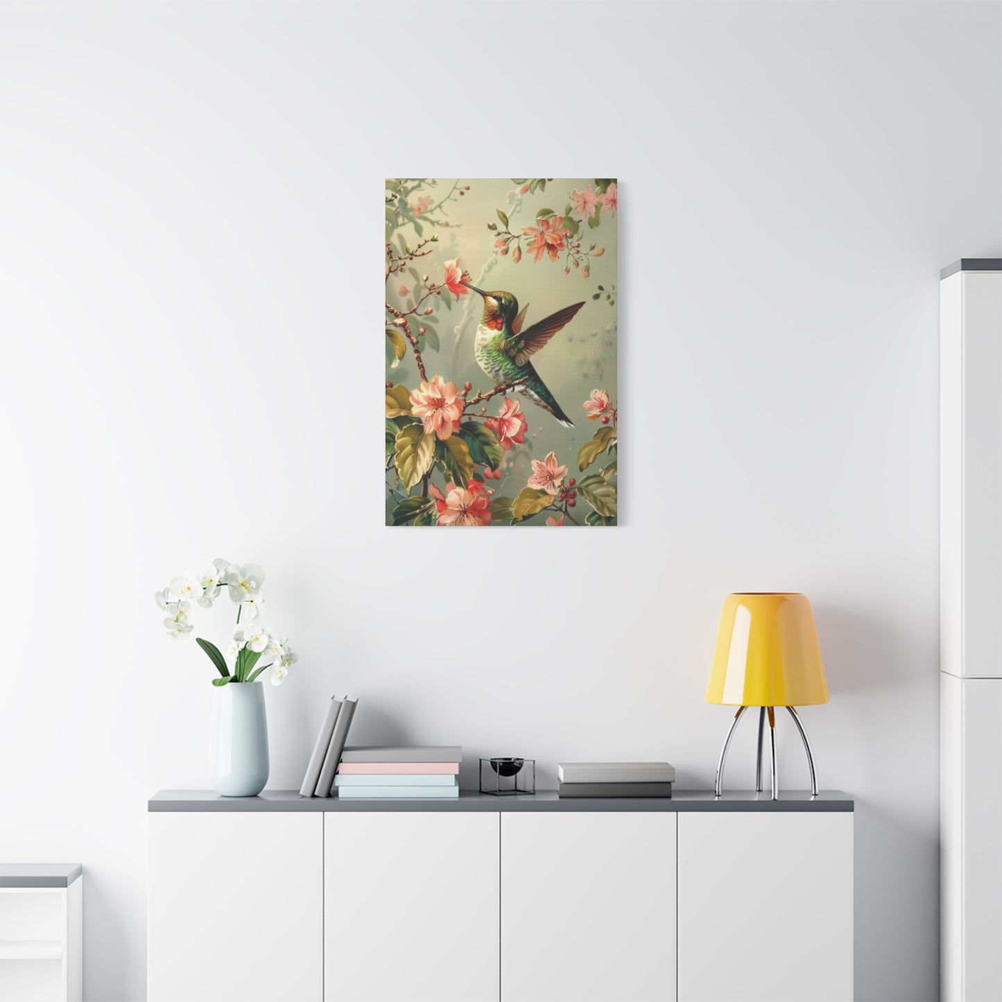 Flower & Humming Bird Candid Painting Wall Art & Canvas Prints