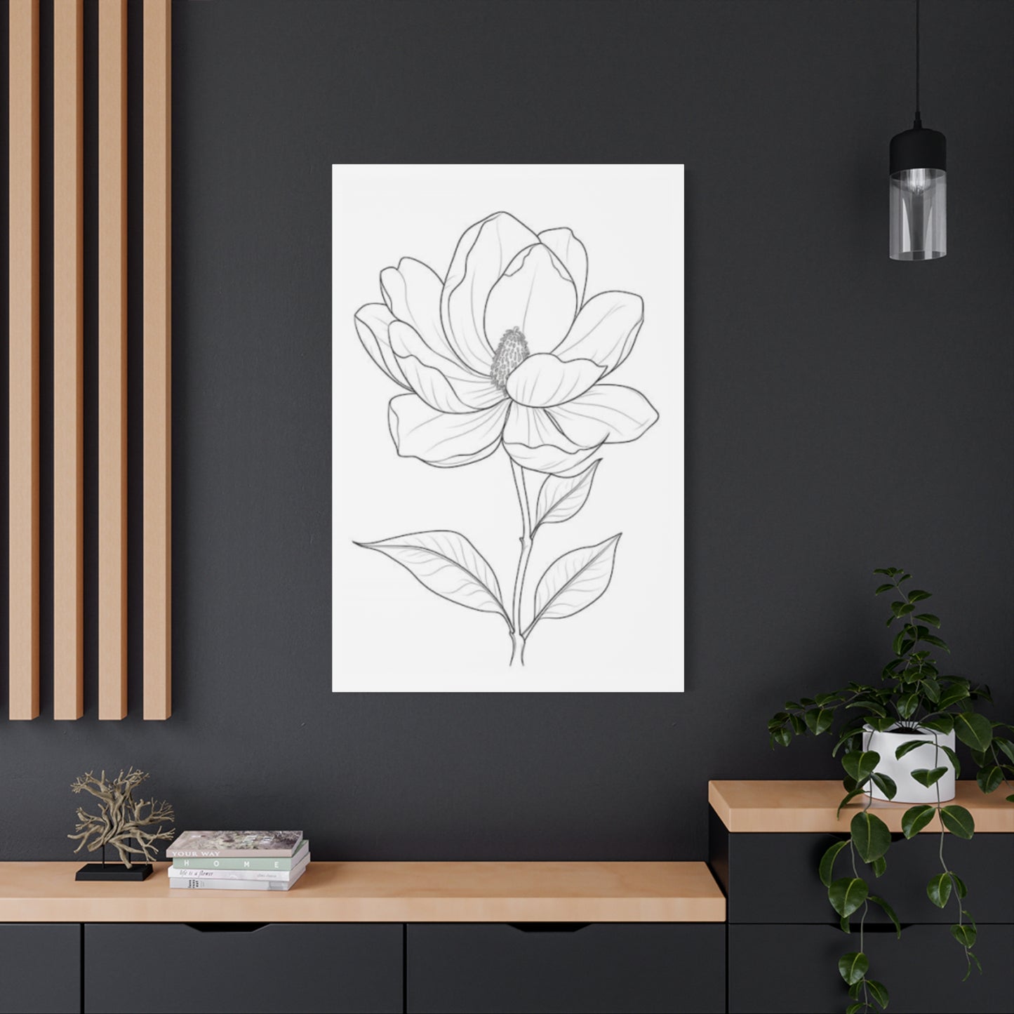 Beautiful Magnolia Flower Sketch Wall Art & Canvas Prints