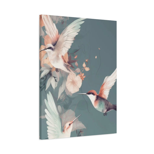 White Humming Birds Painting Wall Art & Canvas Prints