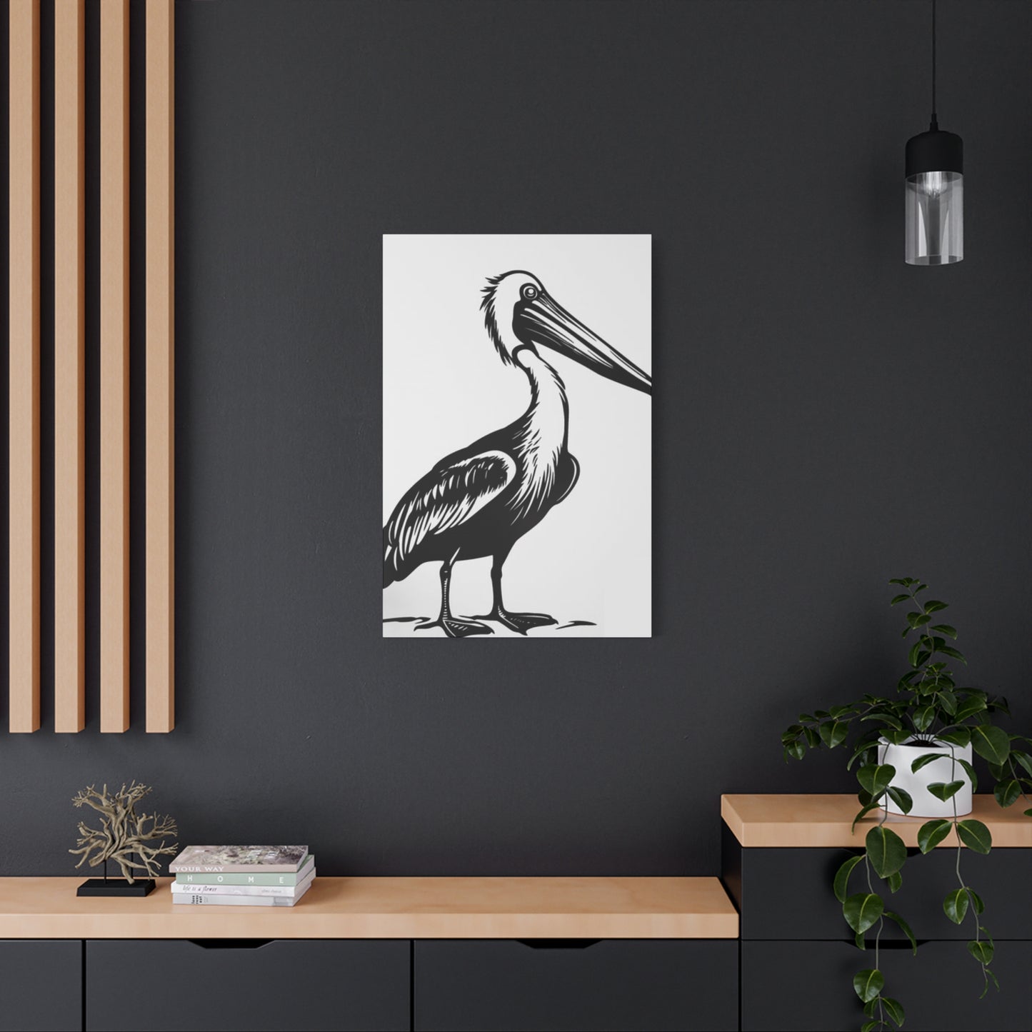 Black & White Pelican Poster Wall Art & Canvas Prints