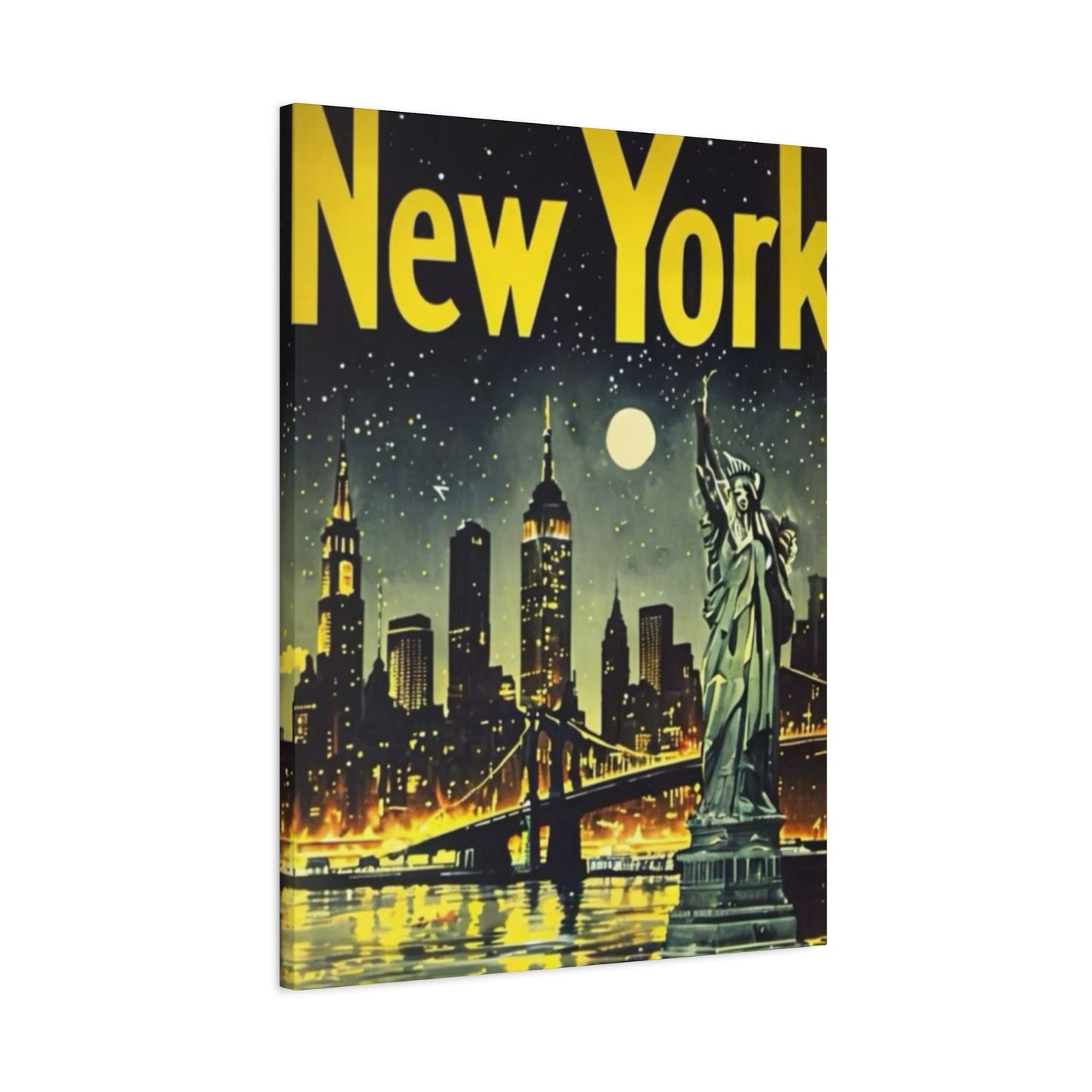 Night Cityscape Skyline Painting NYC Skylines Wall Art & Canvas Prints