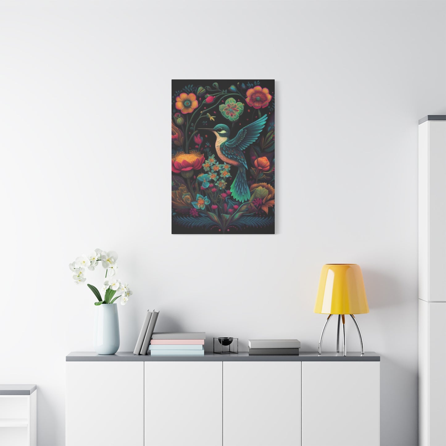 Humming Bird Closeup Painting Wall Art & Canvas Prints