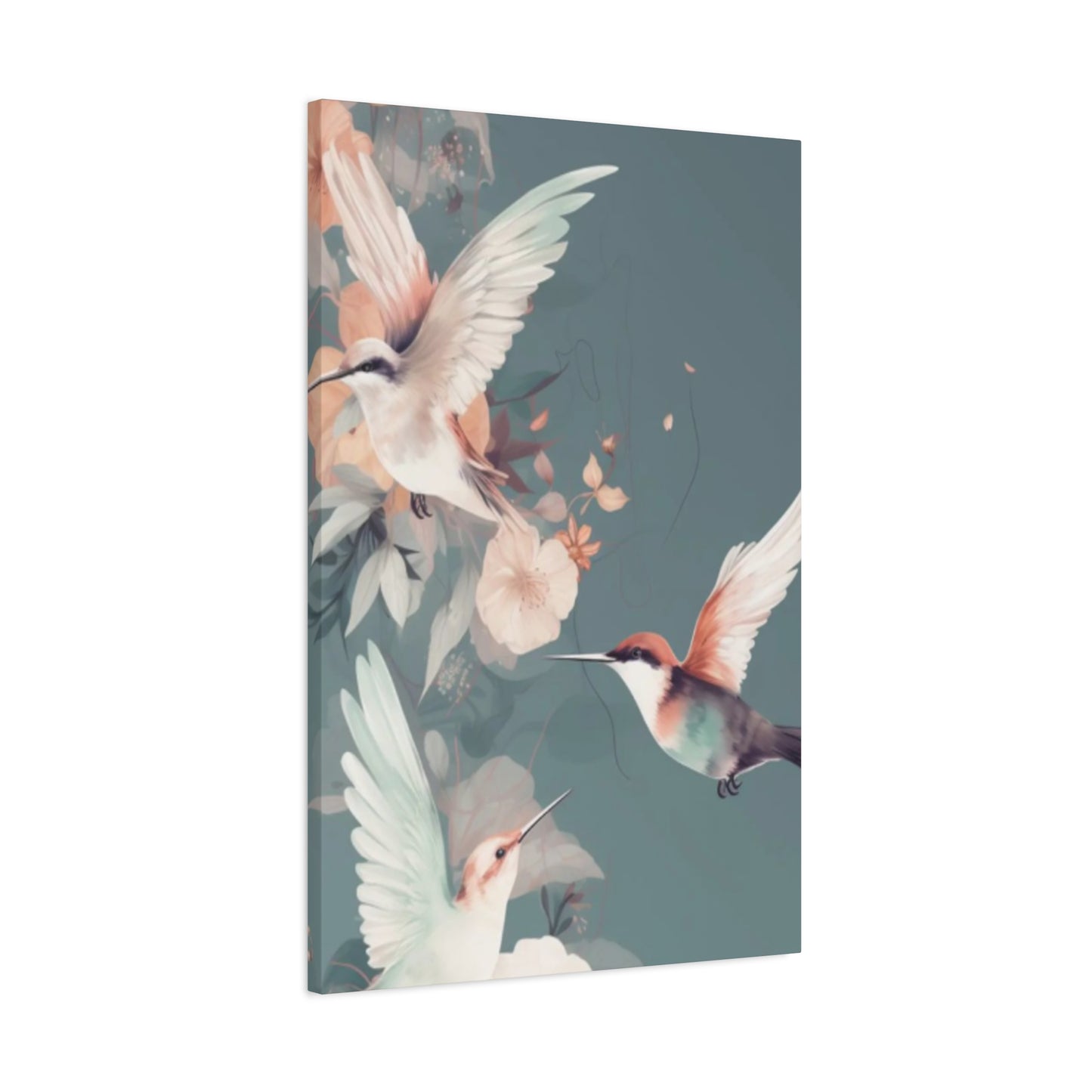 White Humming Birds Painting Wall Art & Canvas Prints