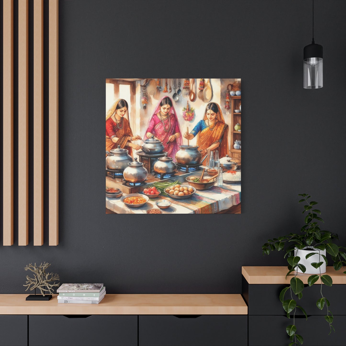 Indian Women Cooking Wall Art & Canvas Prints