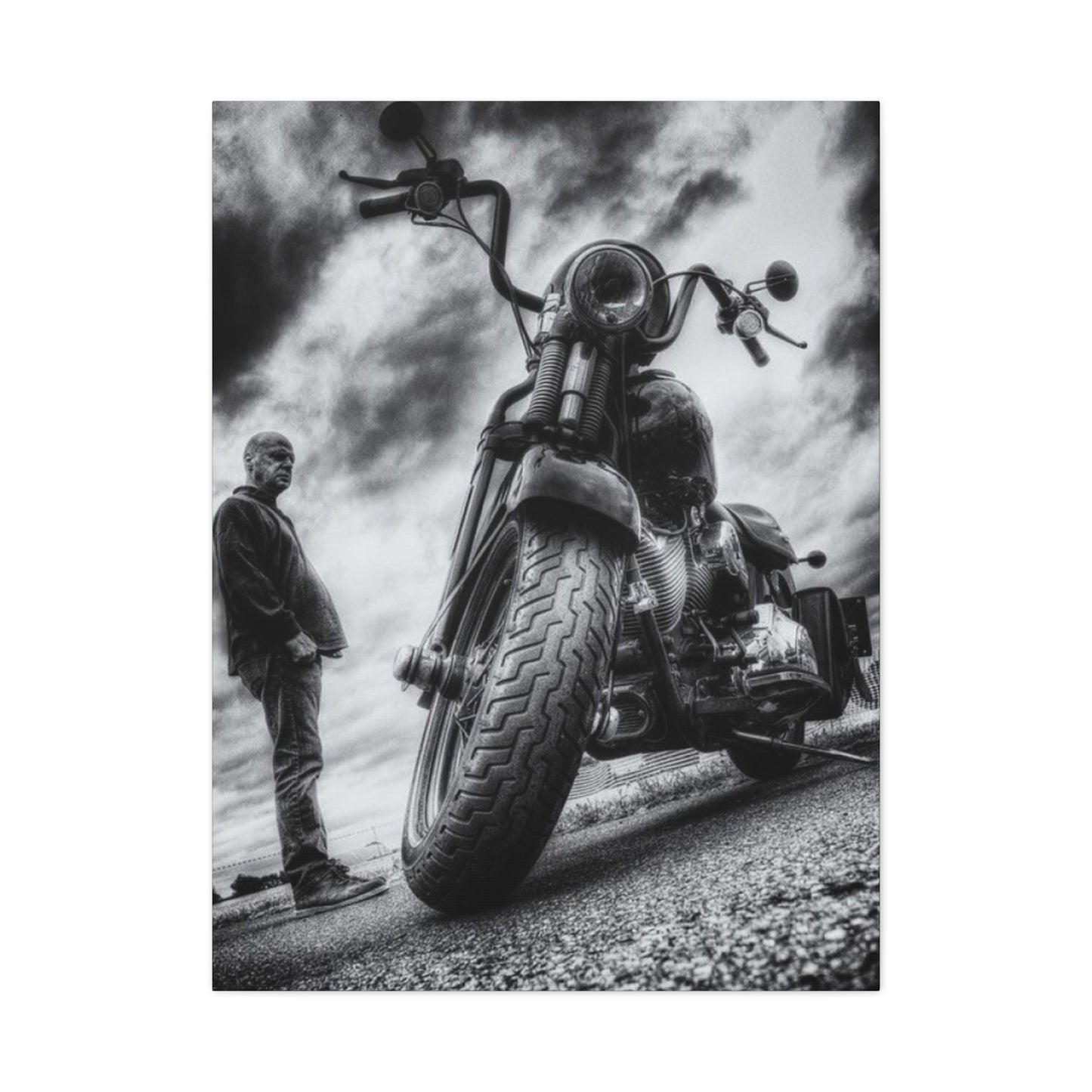 Black & White Classic Motorcycle Wall Art & Canvas Prints