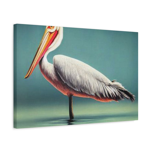 Long Beak Pelican In Pond Wall Art & Canvas Prints