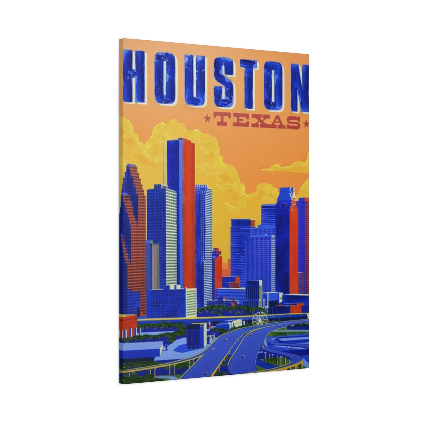 Colorful Houston Skyline Painting Wall Art & Canvas Prints