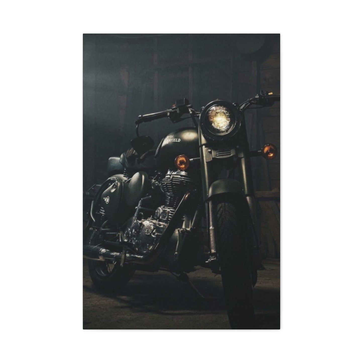 Black Classic Royal Enfield Motorcycle Wall Art & Canvas Prints