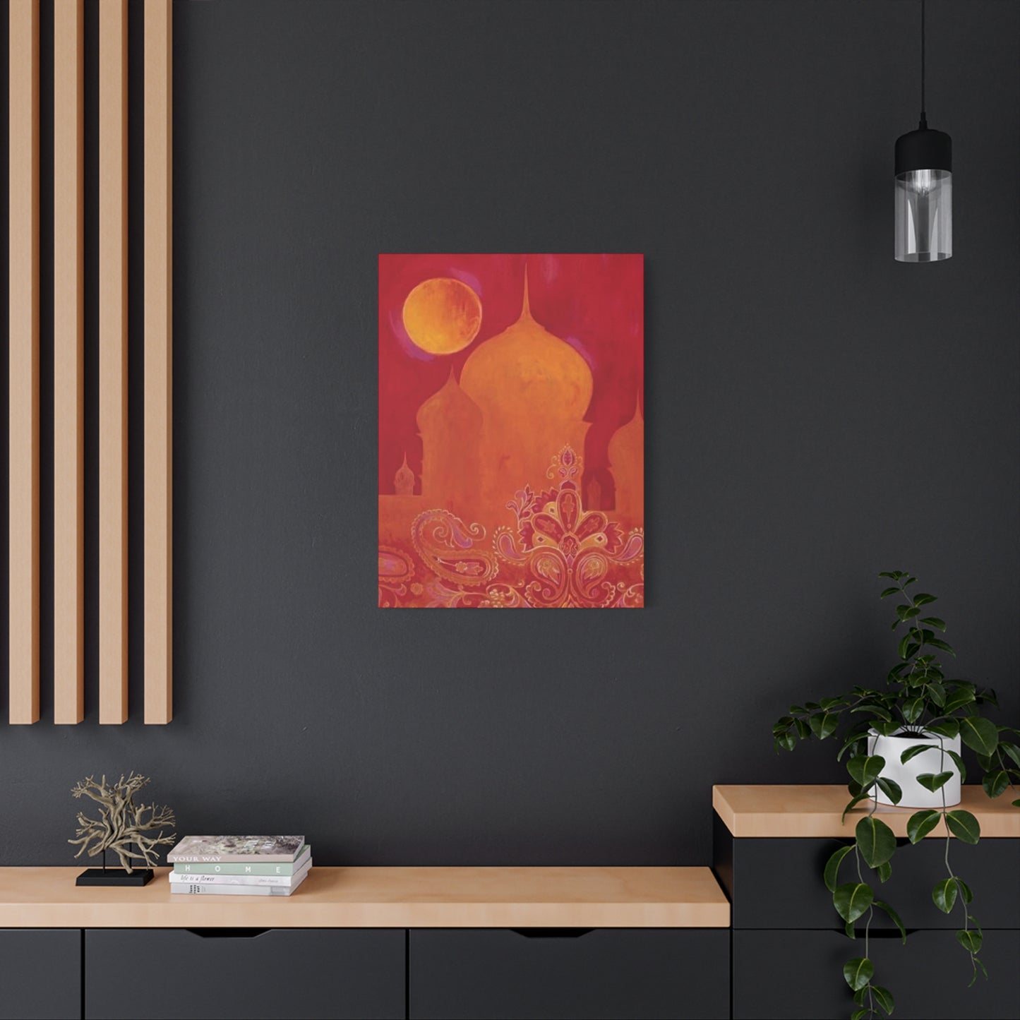 Red Moon Painting Moroccan Wall Art & Canvas Prints