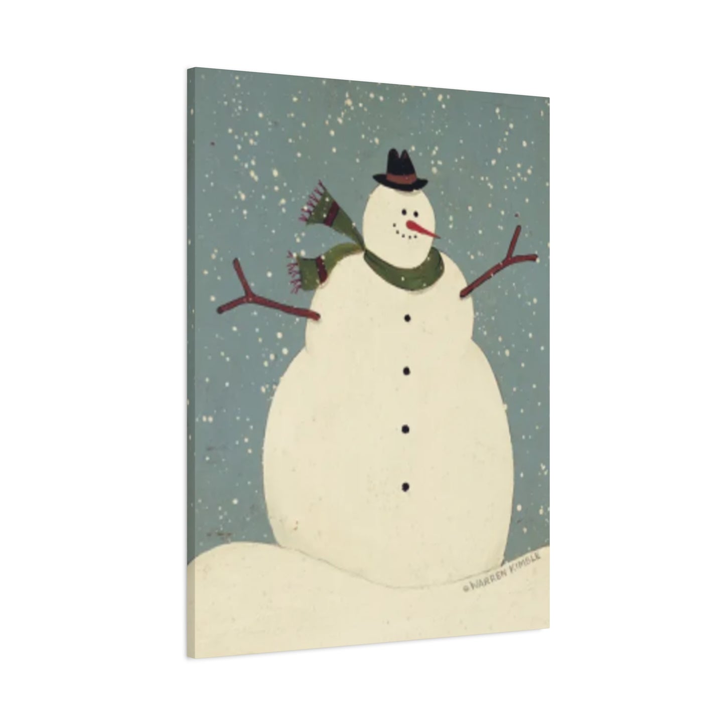 Snowman On Snow Kimble Warren Wall Art & Canvas Prints