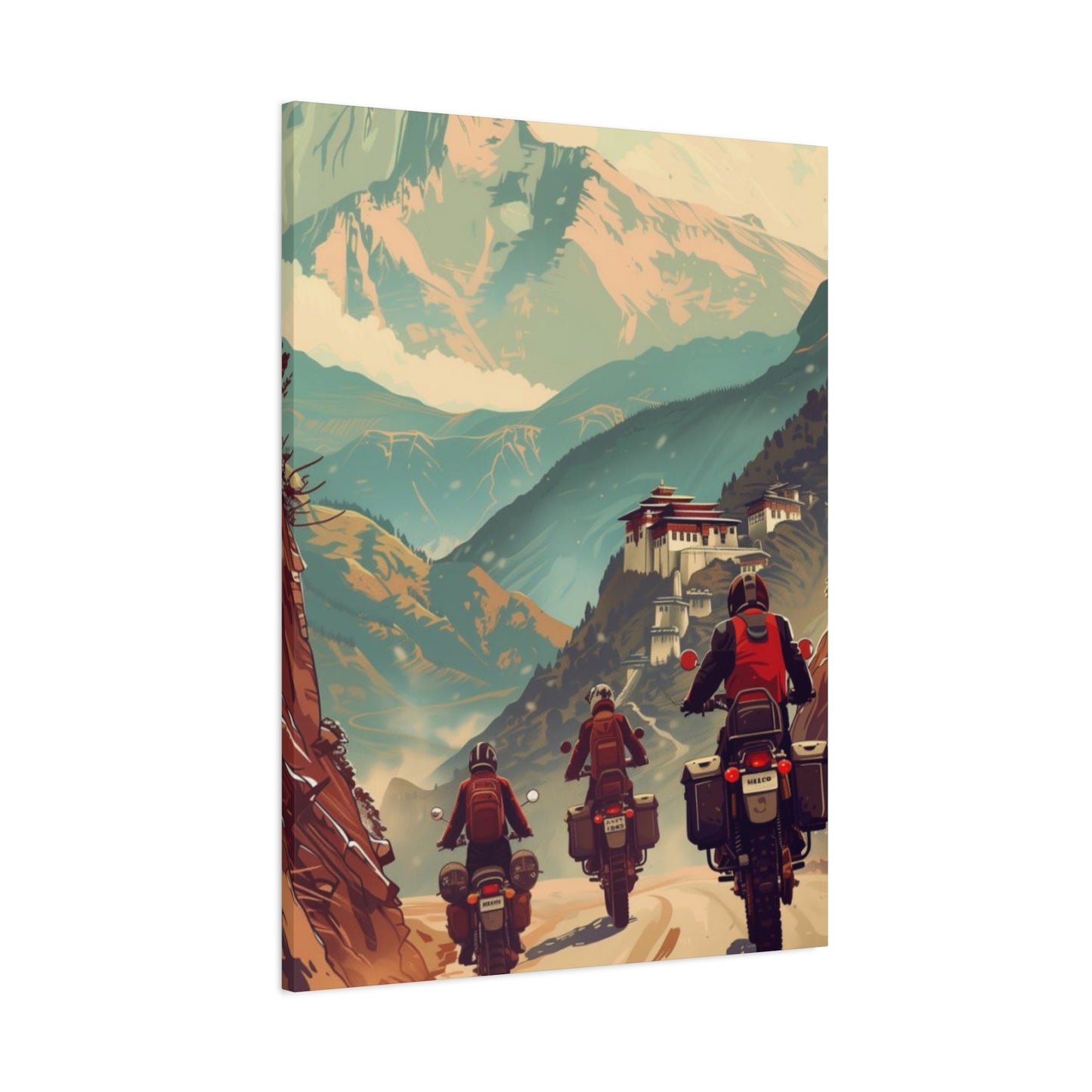 Bike Travelling In Mountains Motorcycle Wall Art & Canvas Prints