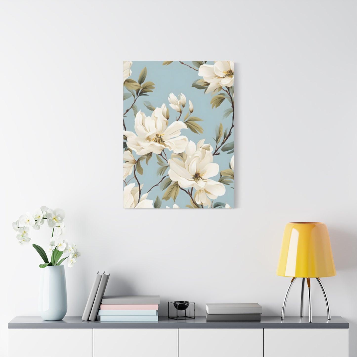 Blue Magnolia Flower Family Painting Wall Art & Canvas Prints