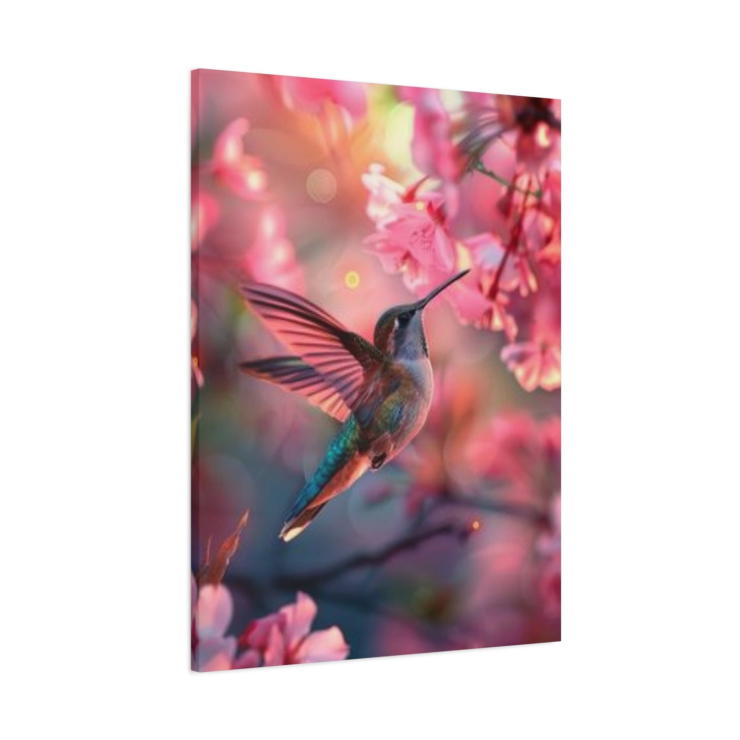 Pink Humming Bird Candid Painting Wall Art & Canvas Prints