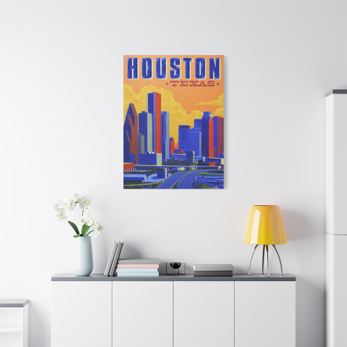 Colorful Houston Skyline Painting Wall Art & Canvas Prints