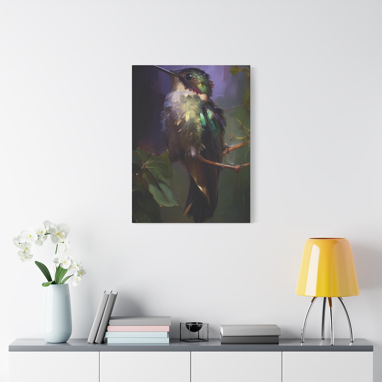 Humming Bird Closeup Painting Wall Art & Canvas Prints