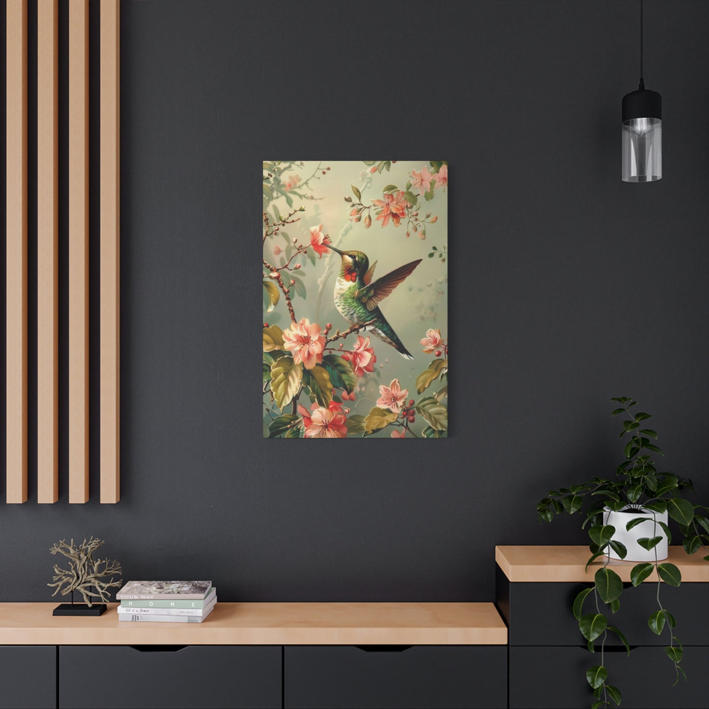 Flower & Humming Bird Candid Painting Wall Art & Canvas Prints