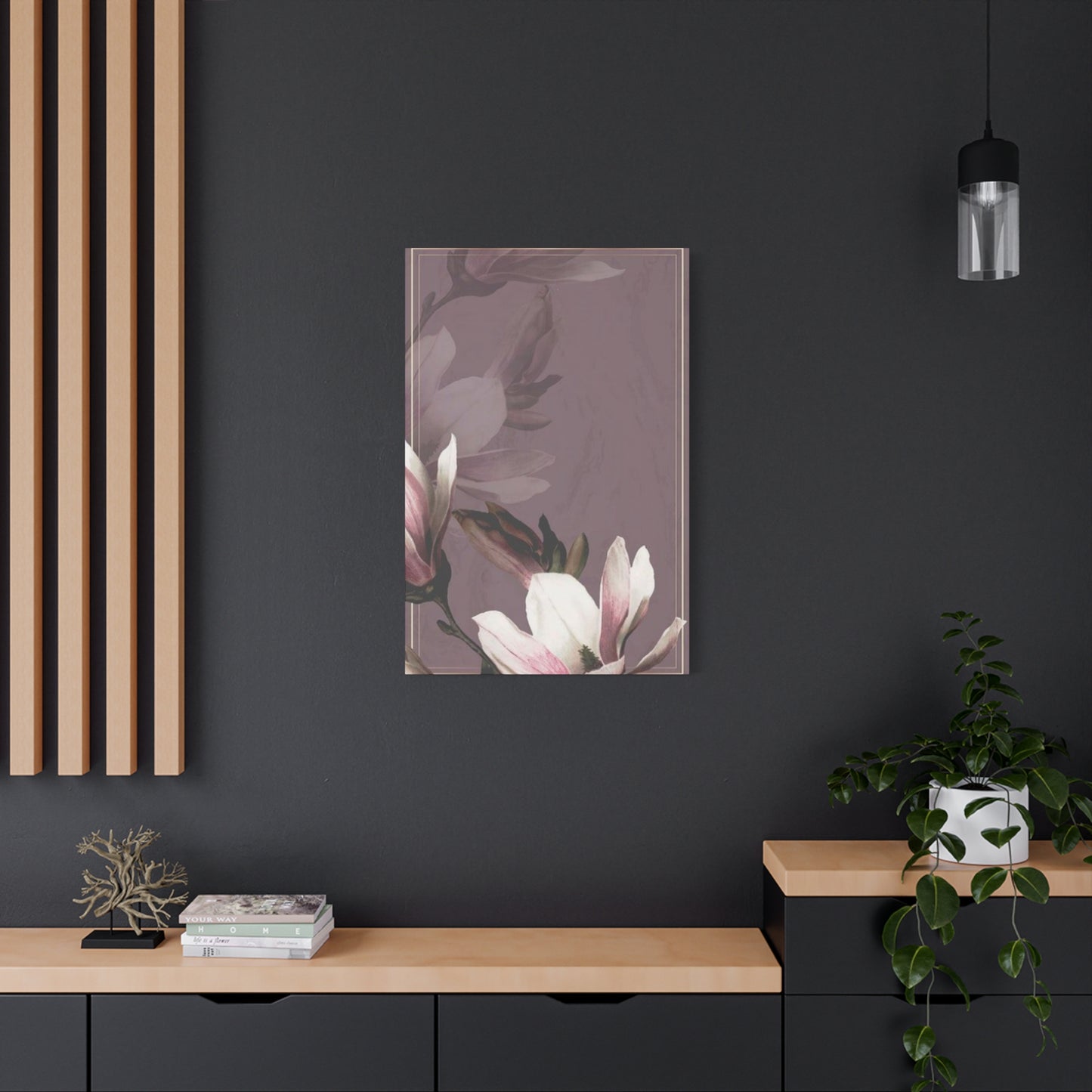 Purple Magnolia Flower with Painting Wall Art & Canvas Prints