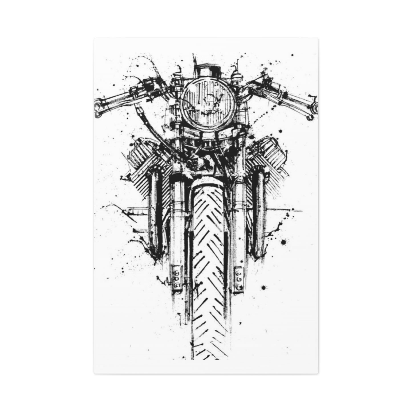 Cafe Racer Drawing Motorcycle Wall Art & Canvas Prints