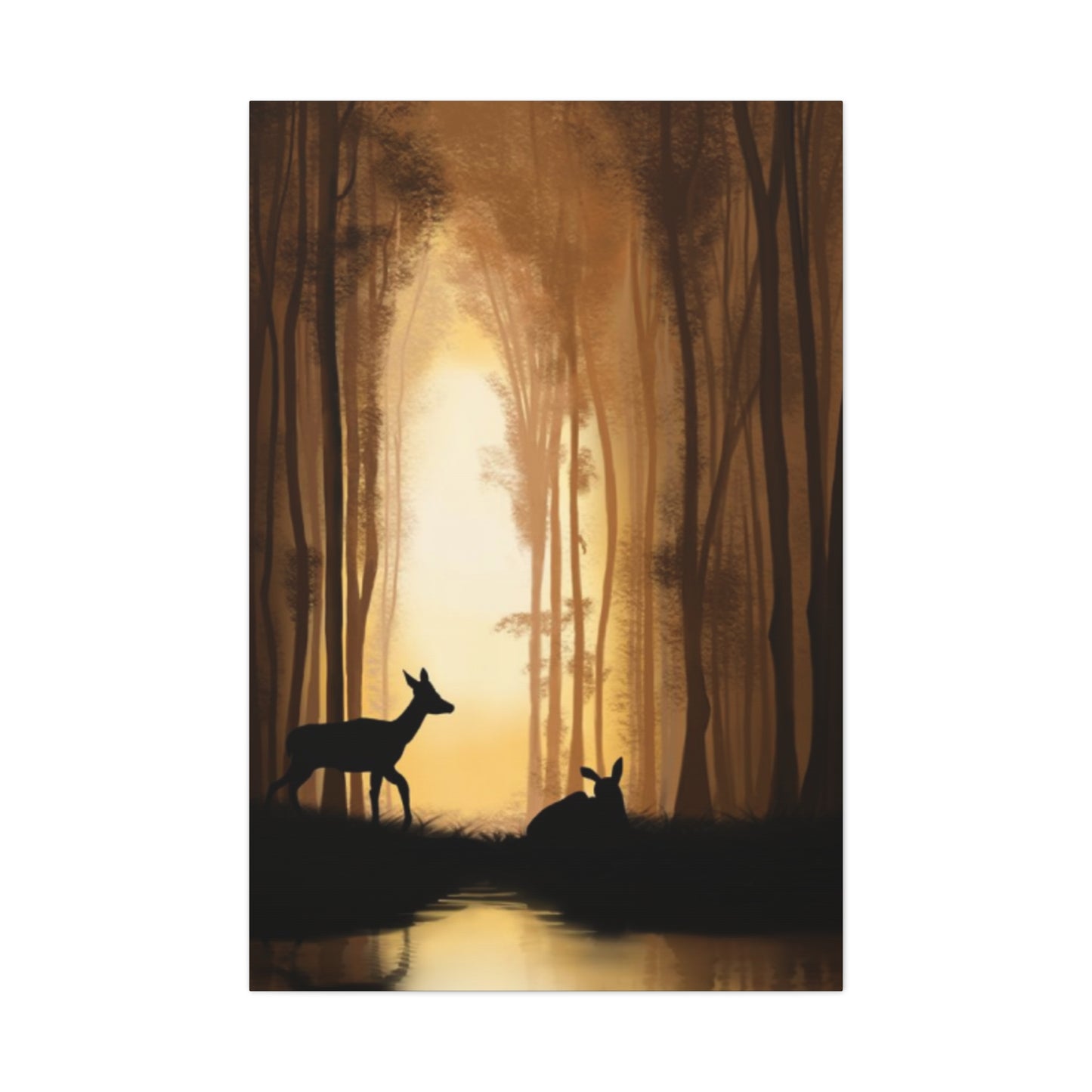 Deer Silhouette Forest Wall Art & Canvas Prints