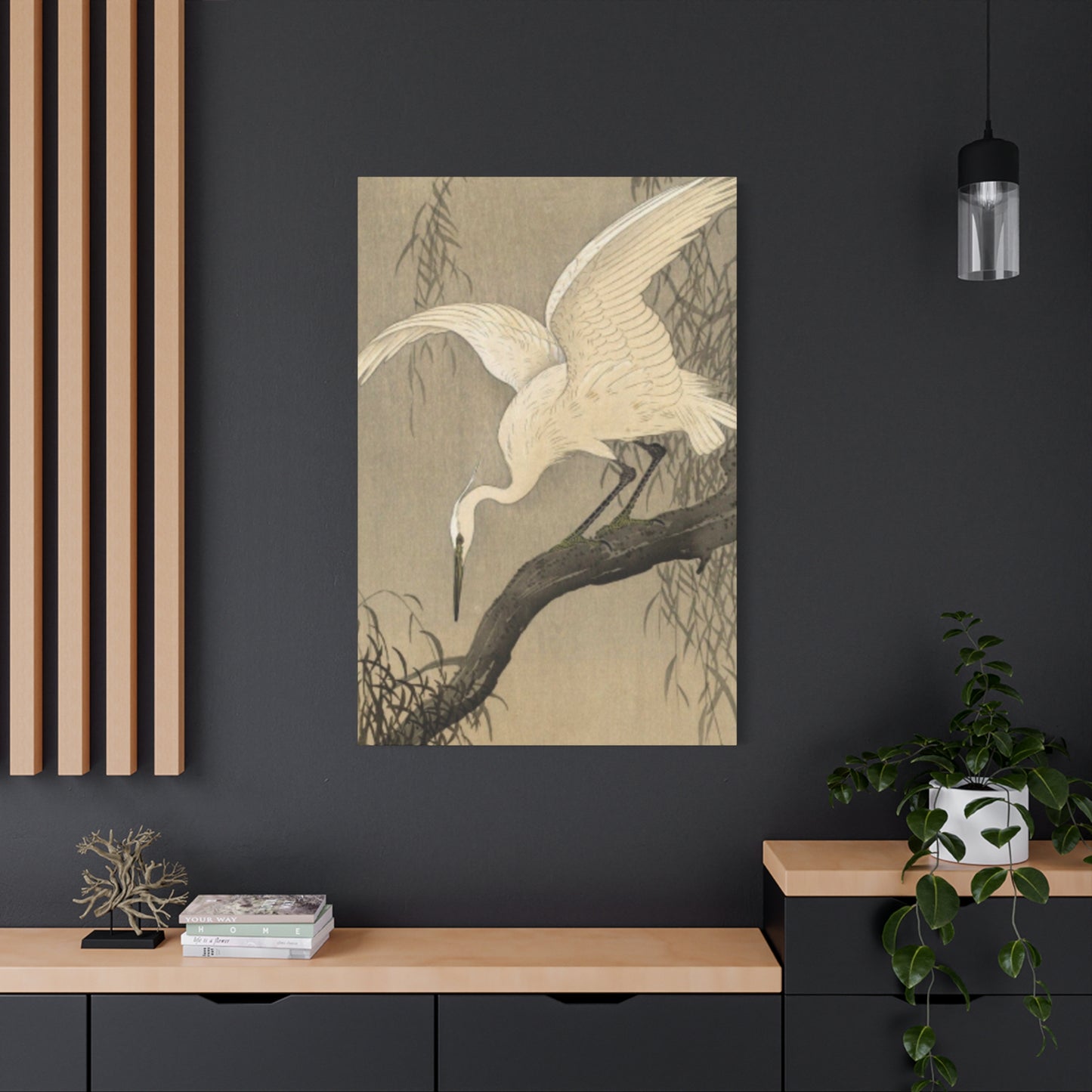 White Heron Painting Wall Art & Canvas Prints