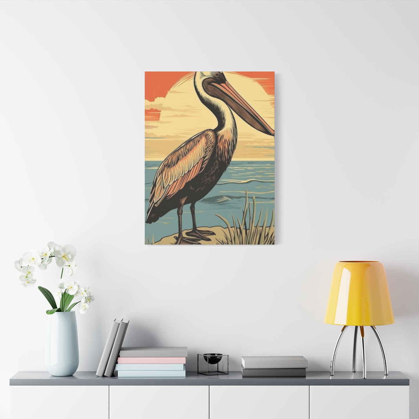 Colorful Painting Of A Pelican Wall Art & Canvas Prints