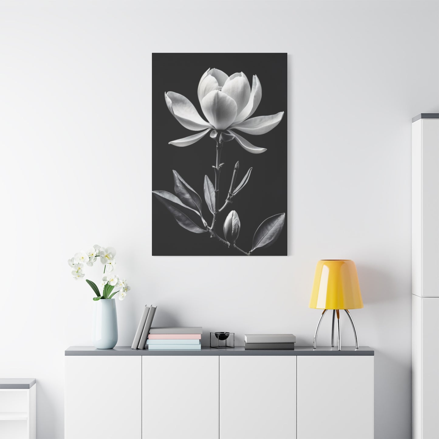 Monochrome Magnolia Flower Plant Wall Art & Canvas Prints