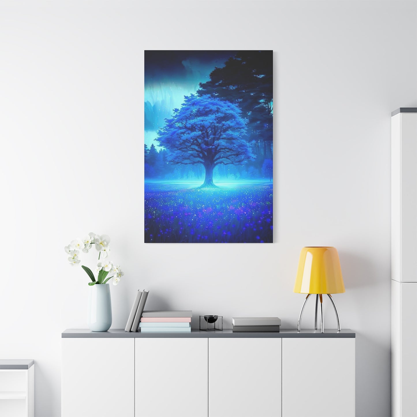 Blue Glowing Tree Wall Art & Canvas Prints