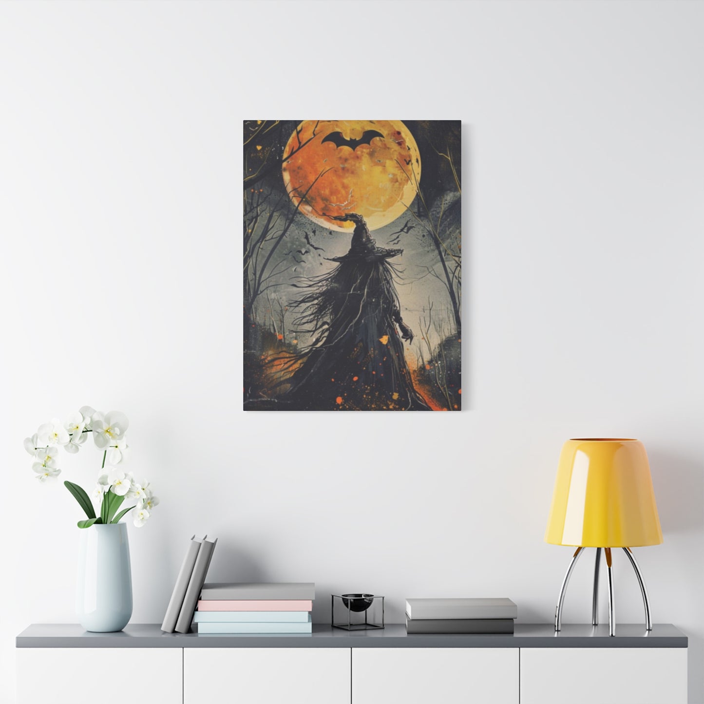 Full Moon Halloween Painting Wall Art & Canvas Prints