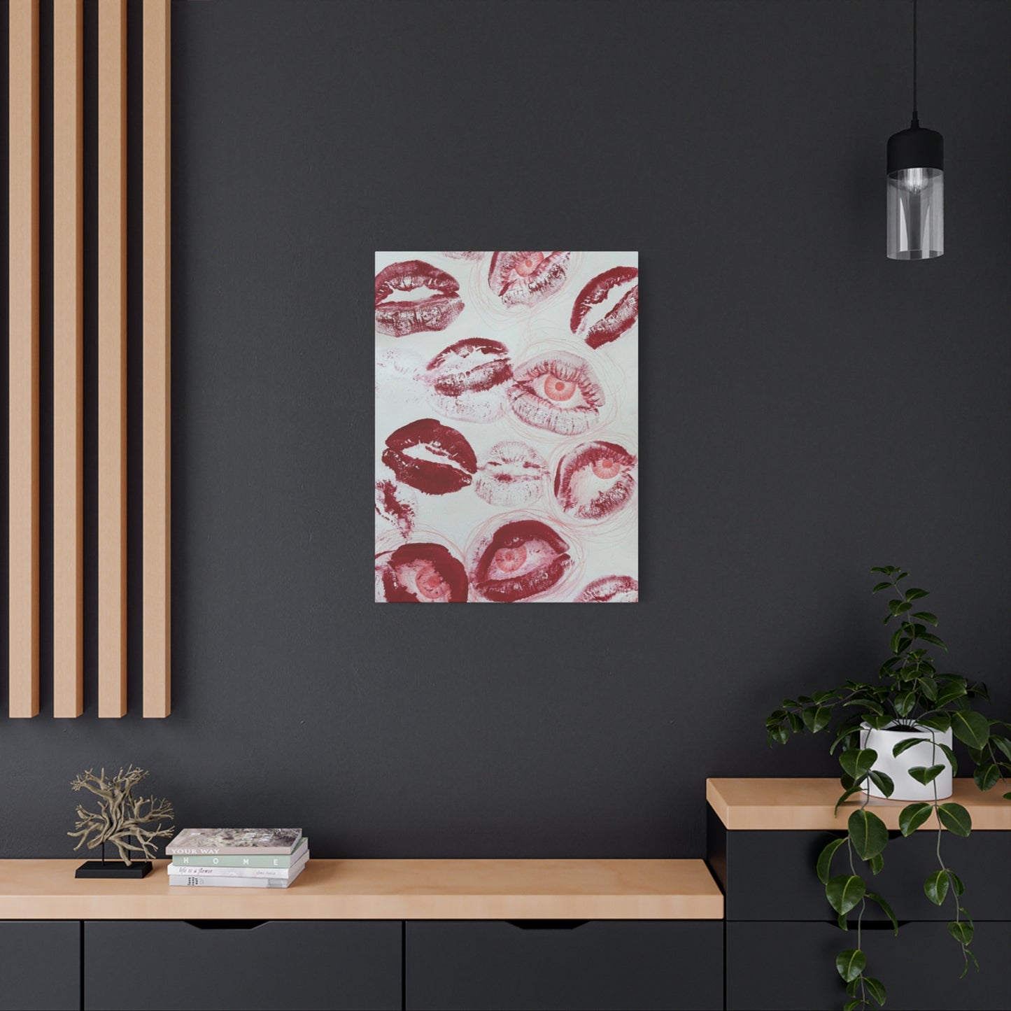 Cherry Color Lips Painting Wall Art & Canvas Prints